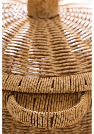 Digithome Rattan Hasır Kapaklı Çok Amaçlı Depolama Mutfak Banyo Sepeti 26 Cm Kahverengi Kahverengi