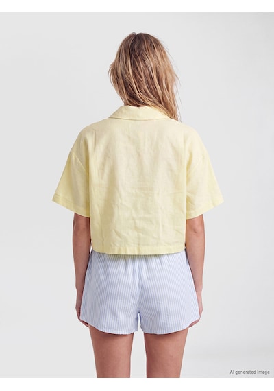 Lcw Dream Sarı Gömlek Yaka Kadın Pijama Kıyafeti