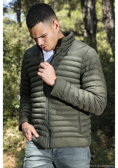 Buratti Su Itici Slim Fit Cepli Dik Yaka Şişme Erkek Mont 649010 Haki