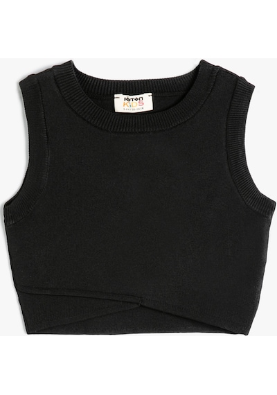 Koton Kolsuz Crop Kazak Halter Yaka Dar Kalıp Asimetrik Kesim Siyah 4skg90001at 4SKG90001AT999 Siyah