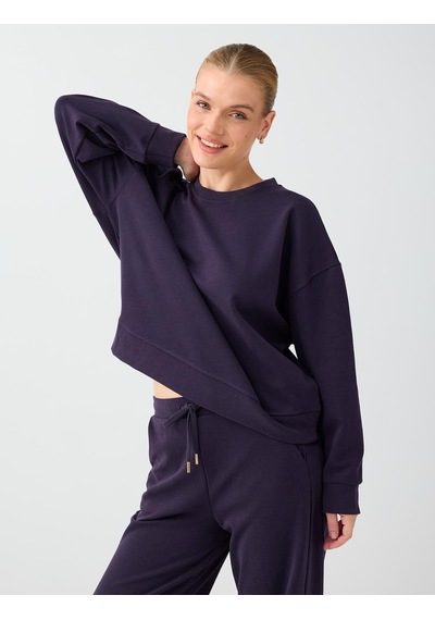Jimmy Key Mor Yuvarlak Yaka Düz Kesim Modal Sweatshirt 6ww238328503