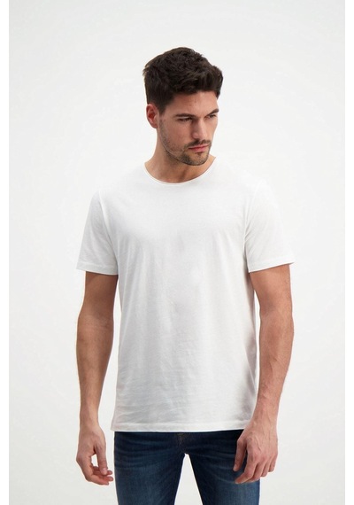 Rich Ekru Erkek Yıkamalı Basic T-shirt Beyaz
