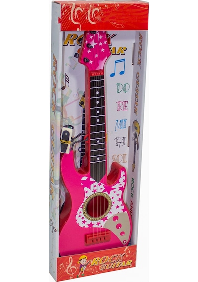 Rock Gitar Oyuncak Metal Telli 45 Cm Pembe