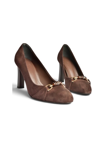 Fox Shoes Z676040102 Kahverengi Süet Kalın Topuklu Kadın Ayakkabı