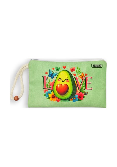 Love Avokado Çiçekli Desenli Kalem Kutusu Yıkanabilir Bez Kalemlik