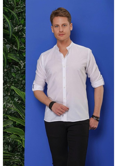 Efor G 1530 Slim Fit Beyaz Spor Gömlek Beyaz