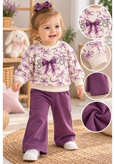 Babywood Sweet Baskılıkız İkili Takım 9-24 Aylık -dü26769232 - Mor