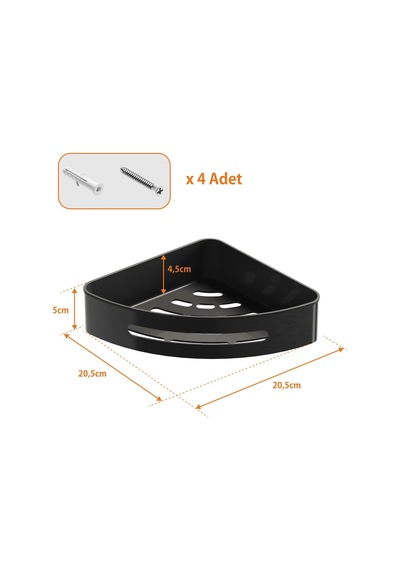 Aqua Bagno Smart Köşe Süngerlik 20x20 Cm. ,mat Siyah