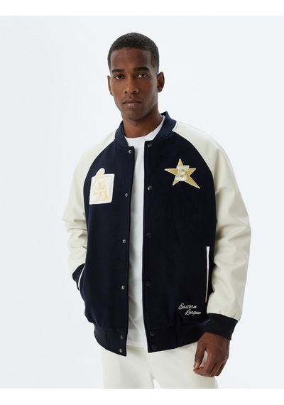 Koton Kolej Ceket Baskılı Bomber Yaka Slim Fit Cepli Çıt Çıt Düğme Detaylı Lacivert 5wam20126hw Koton Kolej Ceket Baskılı Bomber Yaka Slim Fit Cepli Çıt Çıt Düğme Detaylı Lacivert 5wam20126hw