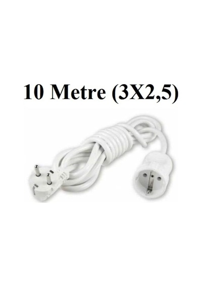 Topraklı Uzatma Seyyar Kablosu 10 Metre Tekli Priz 3x2.5 Mm