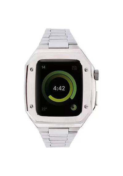 Newface Apple Watch Uyumlu 45mm Metal Petek Kasalı Kordon - Gümüş