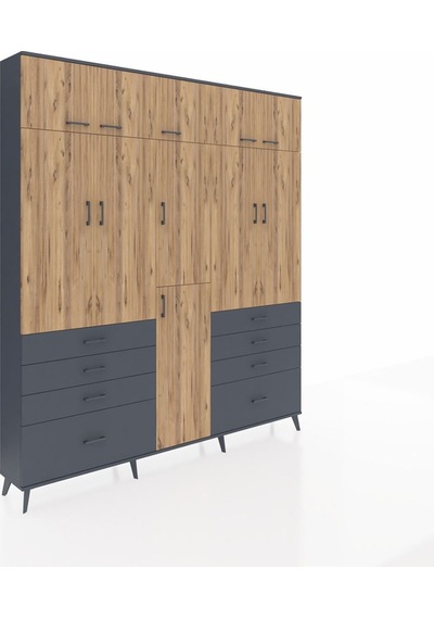 Arges Dolap 8 Raflı 8 Çekmeceli 3 Askılı 220x30x243 Antrasit-çam/antrasit Atlas Çam/antrasıt Arges Dolap 8 Raflı 8 Çekmeceli 3 Askılı 220x30x243 Antrasit-çam/antrasit Atlas Çam/antrasıt