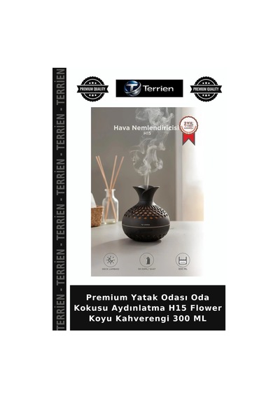 Premium Yatak Odası Oda Kokusu Aydınlatma H15 Flower Koyu Kahverengi 300 Ml