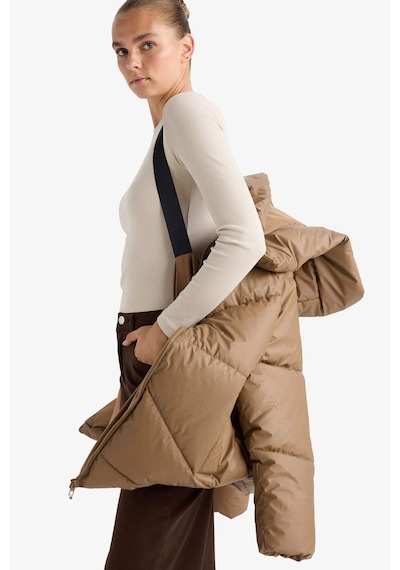 Defacto Relax Fit Kapüşonlu Fermuarlı Şişme Parka F2896ax25wnbn67 Kahve-bn67