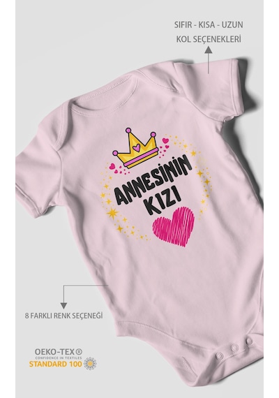 Morivokids Annesinin Kızı Kısa Kollu Bebek Body %100 Pamuk Bebe Pembe