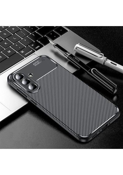 Samsung Galaxy S25 FE Uyumlu Silikon Kılıf Karbon Desenli Darbe Emici Autofocus Koruma Kapak