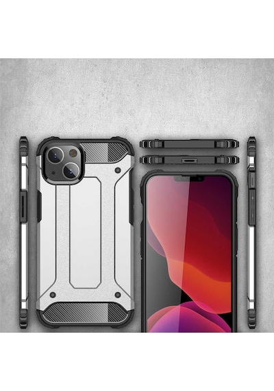 Apple Uyumlu iPhone Ekılıf 13 Mini Kılıf Çift Katman Zırh Tank Crash Military Kapak Siyah