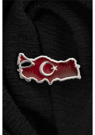 925 Ayar Gümüş Mineli Türkiye Haritası Rozet -8061 Gümüş