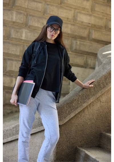 Defys Defy S Kadın Oversize Kapüşonlu Fermuarlı Cepli Sweatshirt Siyah - 527346818 Siyah
