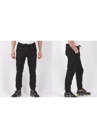 Black Steel Bel Ve Paça Lastikli Pantolon-1000-1