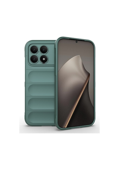 Xiaomi Poco F8 Pro Kılıf Kamera Korumalı Esnek Silikon Parmak Şeritli Pazarplus Koyu Yeşil