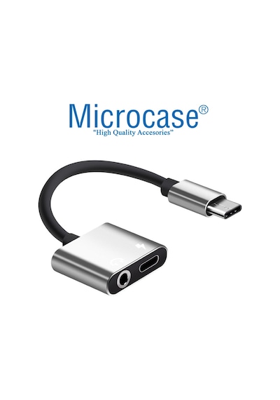 Type-C 2In1 Şarj ve Kulaklık Çevirici Adaptör Gümüş Al2301