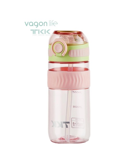 Tkk 550 Ml Pipetli Bpa İçermeyen Taşıma Kulplu Tritan Su Matarası Fftkk1016-550mlpipetli Pembe
