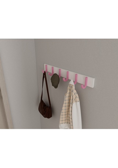 Hepsi3boyutlu Modern Duvar & Kapı Baston Askılık - 6 Adet Pembe J Askılık - Model No : 6 Pembe