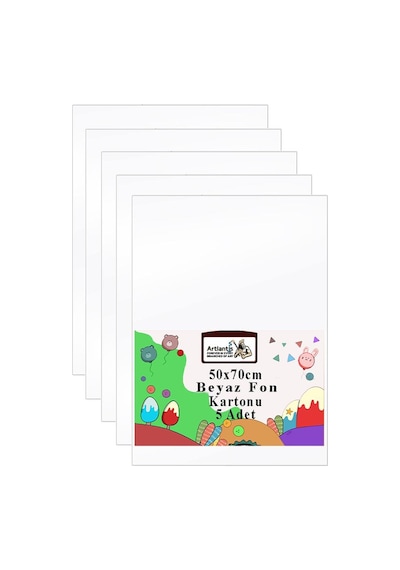 Fon Kartonu 50x70 Cm 120 Gr 5 Adet 50 70 Cm Renkli Fon Kartonu Kağıdı 120 Gr Okul Sınıf Etkinlik Kreş Okul Öncesi Beyaz
