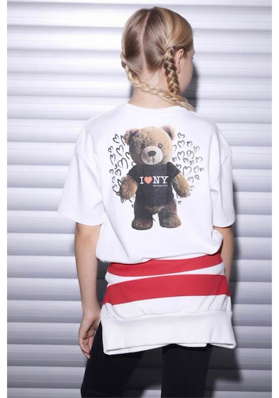 Defacto I Love Ny Oversıze Ekru Kız Çocuk T-shirt G9595a8/er105 Ekru
