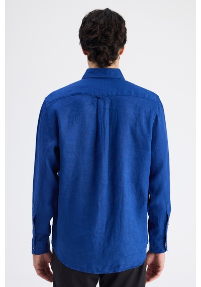 D'S Damat Ds Damat Comfort İndigo Düz Keten Gömlek 6hc02ap01304m Çok Renkli 2XL