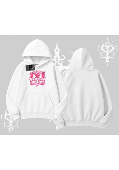 Startmore Startmore Candyland Yazılı Sevimli Kedi Baskılı Oversize Tshirt Gri