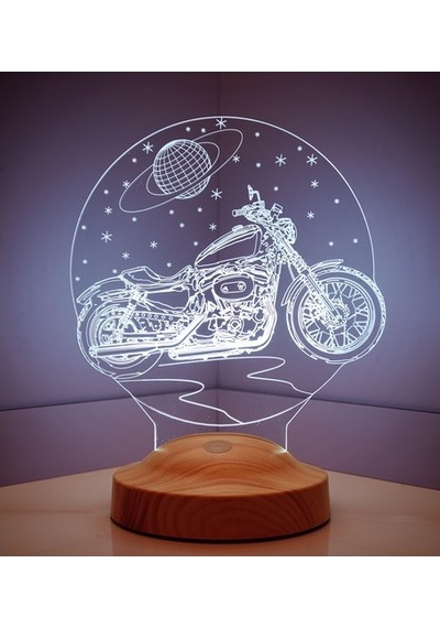 Chopper Motorsiklet Motor Hayranlarına Hediye 3D Led Lamba