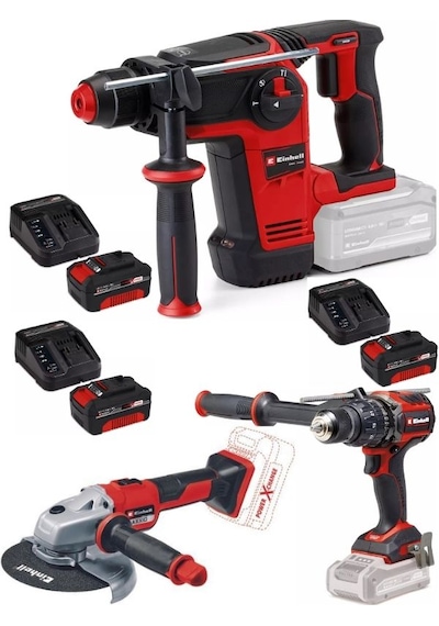 Einhell TP-HD 18/26 Li Bl + TP-CD 18/120 Li-i Matkap + Axxio 18/150 Avuç Taşlama 3x4.0AH Akülü Kömürsüz Set