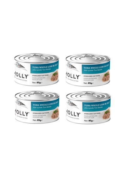 Molly Sterilised Ton Balıklı Jöle İçinde Kısır Kedi Konservesi 85 Gr. X 4 Adet