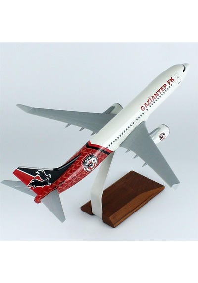 Thy017 1/100 Ölçek, Thy Gaziantep Spor Logolu B737-800 Yolcu Uçağı, Sergilemeye Hazır Ahşap Standlı Model-56271