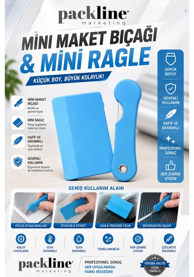 Packline Marketing Mini Maket Bıçağı + Mini Ragle Seti 1 + 1 Adet