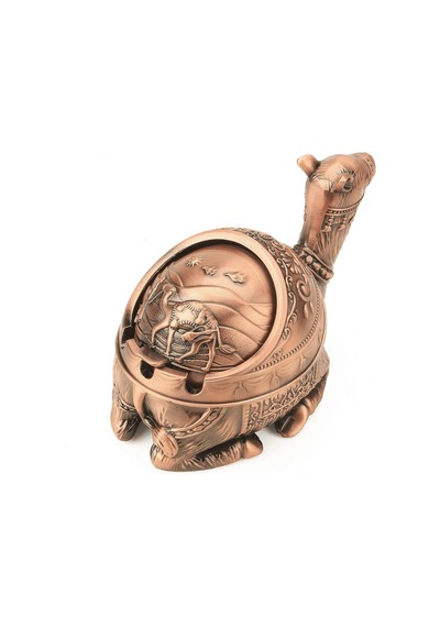 Lüks İşlemeli Metal Deve Biblo Tütsülük Rüzgar Geçirmez Küllük Çok Fonksiyonlu Dekoratif Obje 13 Cm. 03437991