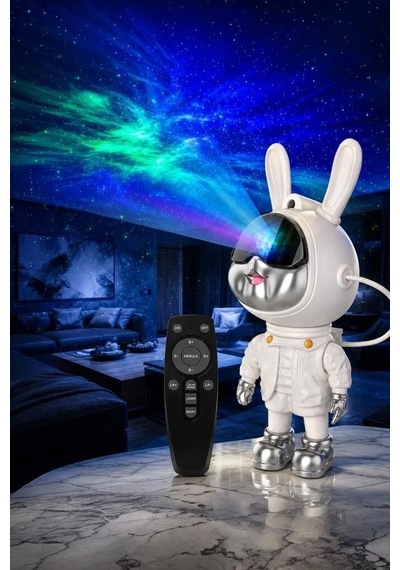 Premium Dekoratif Oda Işığı Aydınlatma Astronot Projektör Galaxy Star Lw39 Beyaz Çok Renkli