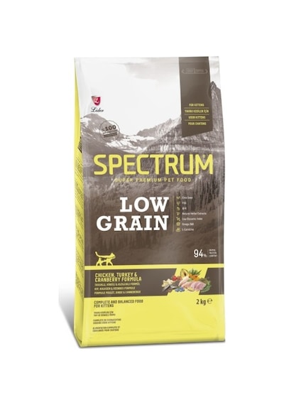 Spectrum Low Graın Tavuklu, Hindili ve Kızılcıklı Yavru Kedi Maması 12 KG