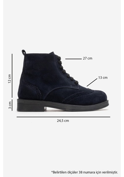 Luvishoes Nelvy Lacivert Süet Hakiki Deri Kadın Bot Lacivert