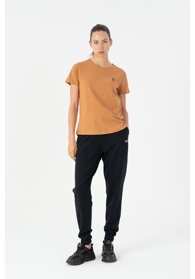 Maraton Regular Kadın Bisiklet Yaka Karamel T-shirt Karamel