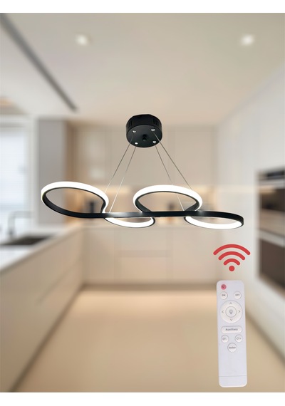Ey Shop Siyah Yılan Model 3 Renk Kumandalı Led Avize Siyah