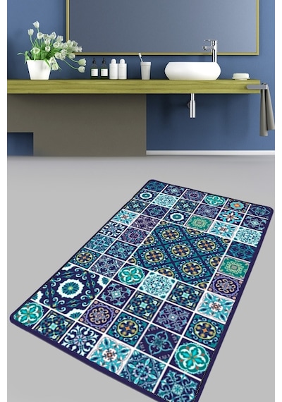 Carres Bleus Banyo Halısı Djt 70X120 Cm
