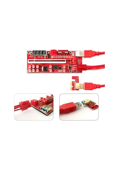 Unichrome Riser V014 Pro 3  PCI-E X16 Güç Girişli Sıcaklık ve Voltaj Göstergeli Ekran KartıYükseltici
