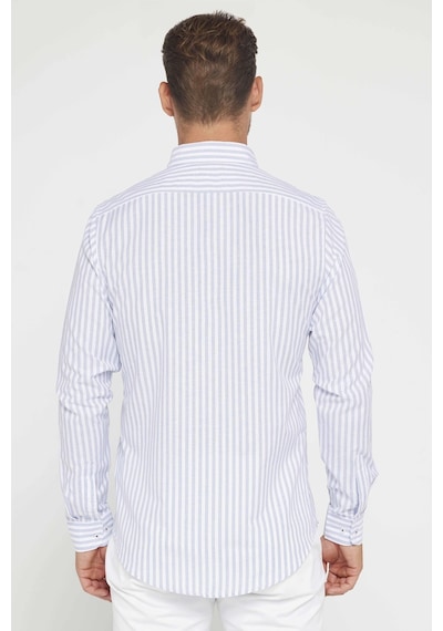 Tudors Slim Fit Uzun Kol Çizgili Yaka Düğmeli Erkek Gömlek-31539-çok Renkli Çok Renkli