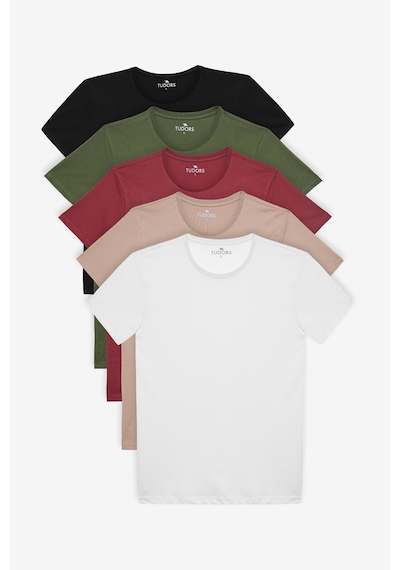 Tudors Unisex 5'li Paket Siyah-beyaz-haki-bordo-vizon Slim Fit Dar Kesim %100 Pamuk Bisiklet Yaka Tişört-31309 Multi Çok Renkli Tudors Unisex 5'li Paket Siyah-beyaz-haki-bordo-vizon Slim Fit Dar Kesim %100 Pamuk Bisiklet Yaka Tişört-31309 Multi Çok Renkli