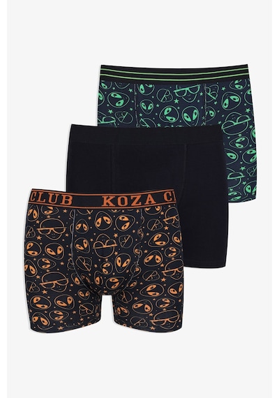 Koza İç Giyim Erkek 3'lü Pamuklu Likralı Boxer Ko9003bx-8 Siyah