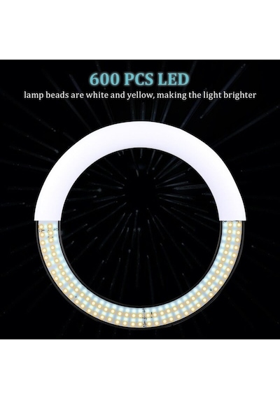 Döküm Ayaklı 22 Inç 600 Led Tripod Rıng Lıght Işık Influencer Youtuber Işığı Güzellik Makyaj Led