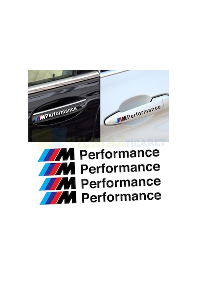 Bmw M Performance Logo Yan Ayna Kapı Kolu Oto Sticker Etiket 4 Ad 13 X 1 Cm